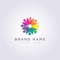 Logo Design est un groupe de personnes qui sont heureuses pour votre entreprise ou votre marque. vecteur