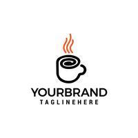 Verre à café ligne logo design concept template vecteur