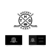 création d'icônes de logo d'équipe de glace de hockey vecteur
