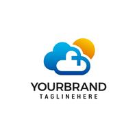 cloud et sun logo design concept template vecteur