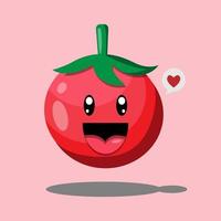 jolie illustration d'une tomate avec une expression heureuse vecteur