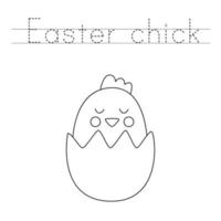 tracez les lettres et colorez le poulet de Pâques. pratique de l'écriture manuscrite pour les enfants. vecteur