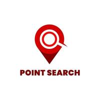 modèle de logo de site de recherche avec une combinaison de point et de loupe vecteur