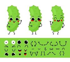 concombre. ensemble pour créer un concombre de personnage de dessin animé drôle. illustration vectorielle de personnage constructeur. vecteur