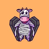 personnage de dessin animé de vache fantôme vecteur