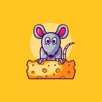 dessin animé souris et fromage vecteur