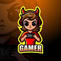 création de logo esport mascotte gamer girl vecteur