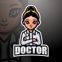 création de logo esport mascotte femme médecin vecteur