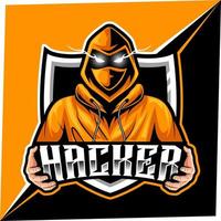mascotte de hacker pour logo de sport et d'esport vecteur