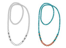 bijoux pour femmes. longues perles rondes de turquoise vecteur