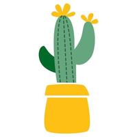 illustration vectorielle de cactus en pot de fleur. jardinage et décoration de plantes d'intérieur succulentes. cactus souriant personnage amical. pour les cartes, les réseaux sociaux, les bannières et l'impression sur papier ou textile. vecteur