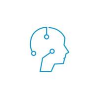 tête d'esprit de cerveau humain avec concept de tête de robot d'intelligence artificielle vecteur