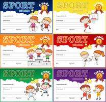 Jeu de certificat sportif vecteur