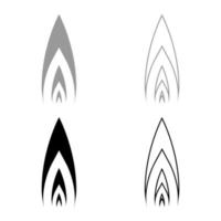 contour d'icône de flamme défini illustration vectorielle de couleur gris noir image de style plat vecteur