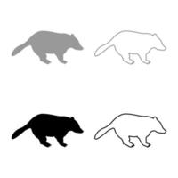 blaireau animal sauvage meles taxus prédateur mammifère famille kunihih carnivore silhouette gris noir couleur vecteur illustration solide contour style image