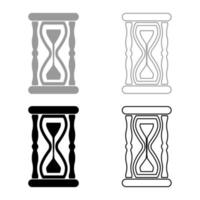 sablier sable horloge icône contour ensemble couleur gris noir illustration vectorielle image de style plat vecteur