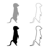 suricate en pose suricata suricatta silhouette gris noir couleur illustration vectorielle image de style contour solide vecteur