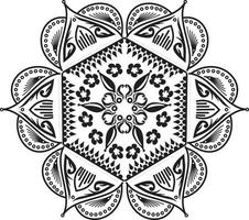 conception décorative de mandala noir et blanc vecteur