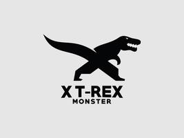 la conception de la lettre x est combinée avec le trex abstrait. idéal pour les parcs à thème, les équipes, les jeux vidéo, les jouets, etc. vecteur