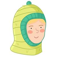 personnage de dessin animé mignon fille en bonnet cagoule tricoté vecteur