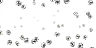 texture de doodle vecteur gris clair avec des fleurs.