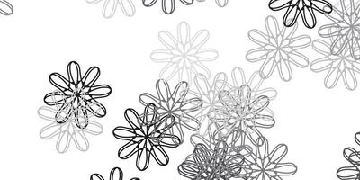 texture de doodle vecteur gris clair avec des fleurs.