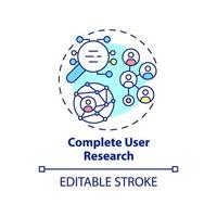 icône de concept de recherche utilisateur complète. bâtiment stratégie de tarification idée abstraite illustration de la ligne mince. recueillir des données. dessin de contour isolé. trait modifiable. roboto-medium, myriade de polices pro-gras utilisées vecteur
