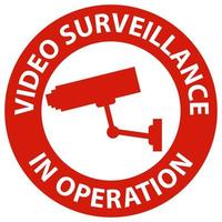 Surveillance vidéo de danger en opération signe fond blanc vecteur
