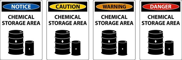 Panneau de zone de stockage de produits chimiques sur fond blanc vecteur
