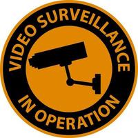 avertissement vidéosurveillance en fonctionnement signe fond blanc vecteur