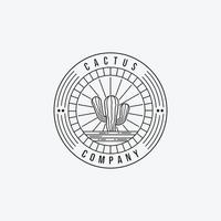 désert cactus logo vector design illustration vintage dessin au trait