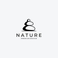 vecteur de logo de pierre d'équilibre de la nature, vintage de concept de spa, illustration de hard rock et d'équilibrage