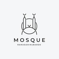 emblème minimaliste du logo vectoriel d'art en ligne de la mosquée, conception d'illustration du concept ramadan mubarak kareem