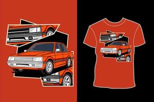 conception de t shirt illustration de voiture berline rétro vintage vecteur