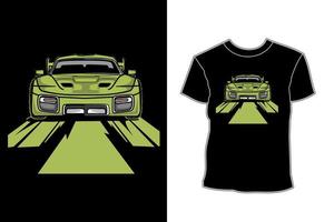 conception de t shirt illustration de voiture de sport moderne verte vecteur