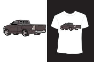 ramasser diesel toyota illustration t shirt design fond noir vecteur