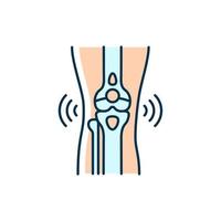 icône de couleur rvb bursite. articulation enflammée. gonflement douloureux du coude. blessure traumatique dans le sport. irritation de la bourse. surutilisation musculaire. la douleur chronique. illustration vectorielle isolée. dessin au trait rempli simple vecteur