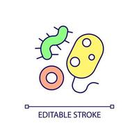 icône de couleur rvb de bactéries. organismes unicellulaires. micro-organismes nuisibles. maladies infectieuses et maladies. illustration vectorielle isolée. dessin au trait rempli simple. trait modifiable. police arial utilisée vecteur