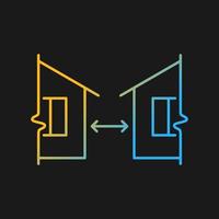 distance minimale entre l'icône de vecteur de gradient de bâtiments pour le thème sombre. réglementation pour les habitations. maisons d'appartements. symbole de couleur de ligne mince. pictogramme de style moderne. dessin de contour isolé de vecteur