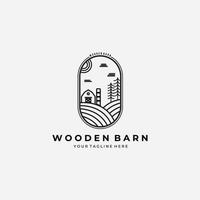 dessin au trait grange en bois maison logo vecteur conception illustration étiquette