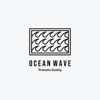 emblème de la vague de plage minimale logo icône dessin au trait illustration de conception vectorielle vecteur