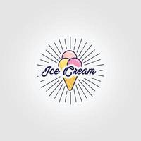 L'icône de la crème glacée sunburst logo vintage vector illustration design