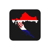 Croatie carte silhouette avec drapeau sur fond noir vecteur