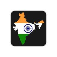 Inde carte silhouette avec drapeau sur fond noir vecteur