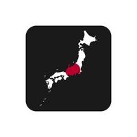 Japon carte silhouette avec drapeau sur fond noir vecteur