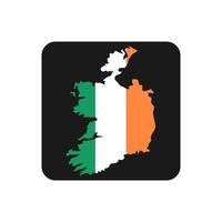 L'Irlande carte silhouette avec drapeau sur fond noir vecteur