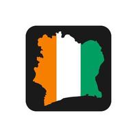 Côte d'Ivoire carte silhouette avec drapeau sur fond noir vecteur