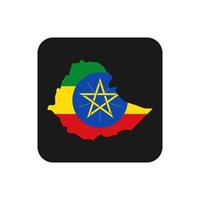 L'Éthiopie carte d'ossature avec drapeau sur fond noir vecteur