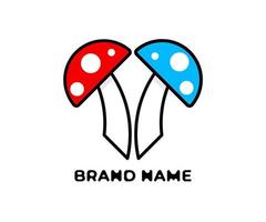 logo de champignons, logo coeur, logo d'amour, logo de champignons mignons vecteur