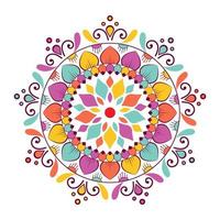 mandala de symbole géométrique floral. illustration vectorielle icône de mandala fleur isolé sur blanc. motif coloré rond oriental. vecteur